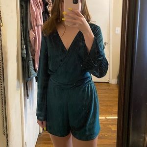 Green Velvet Romper